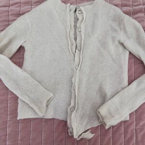 Cream Button-Up Cardigan Sweater